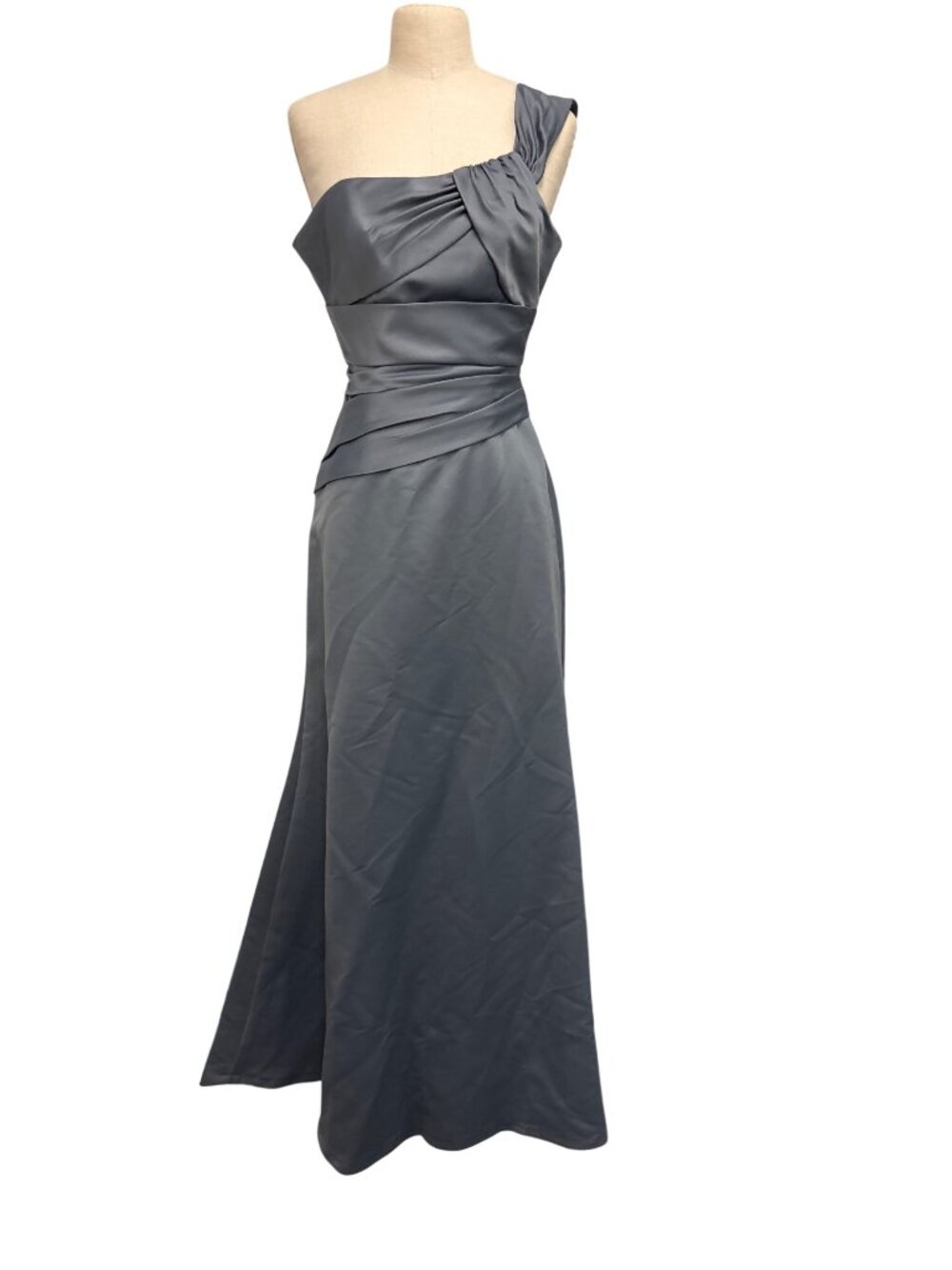 Saison Blanche One-Shoulder Charcoal Gray Bridesmaid Dress Size 4 Elegant Draped